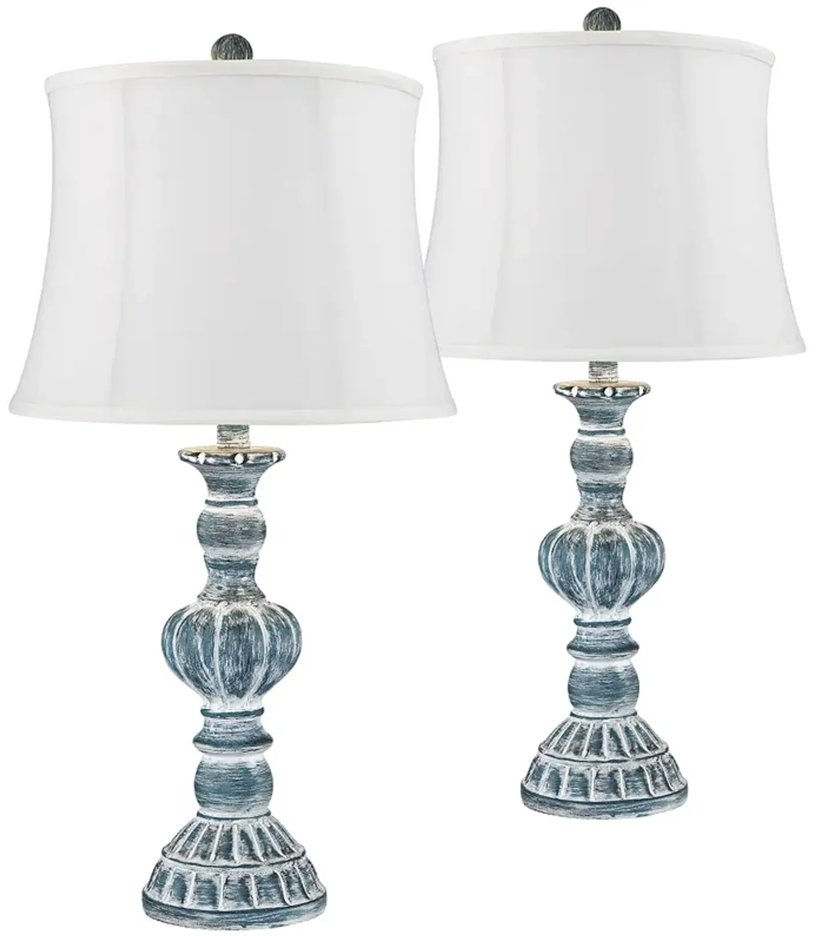 Regency Hill Tanya 26 1/2" Blue Wash White Shade Table Lamps Set of 2