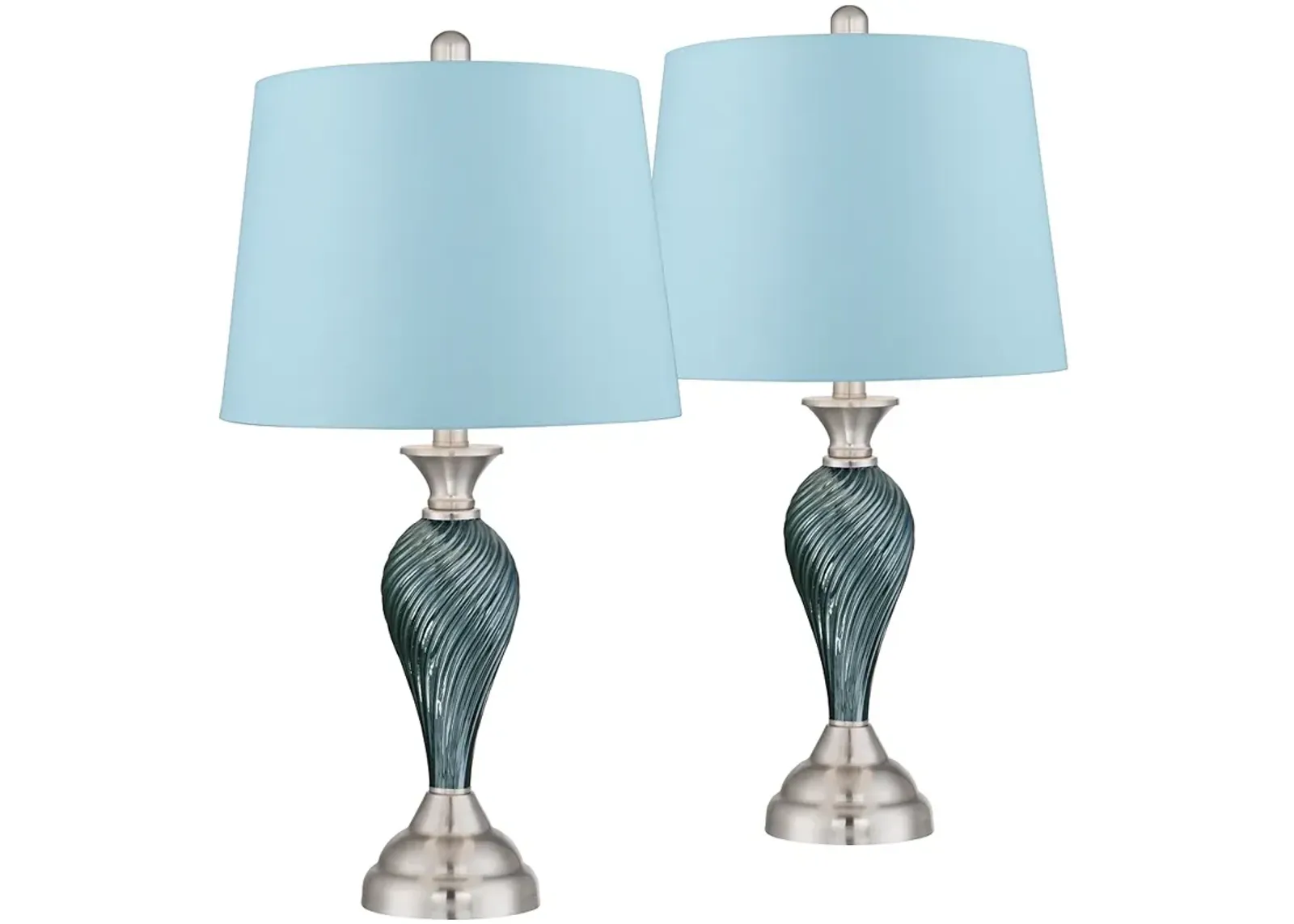 Regency Hill Arden Blue Shade Twist Glass Table Lamps Set of 2