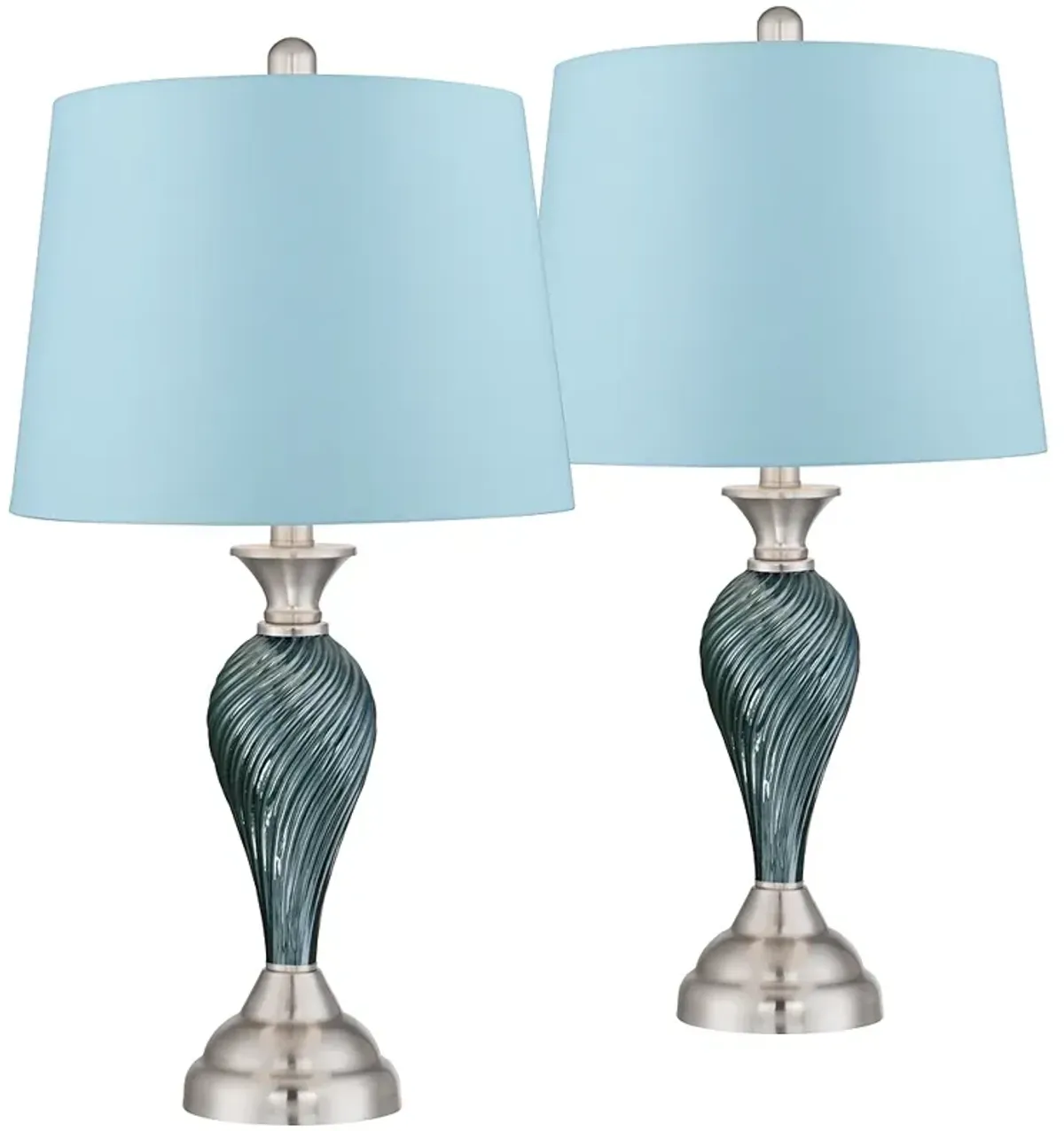 Regency Hill Arden Blue Shade Twist Glass Table Lamps Set of 2