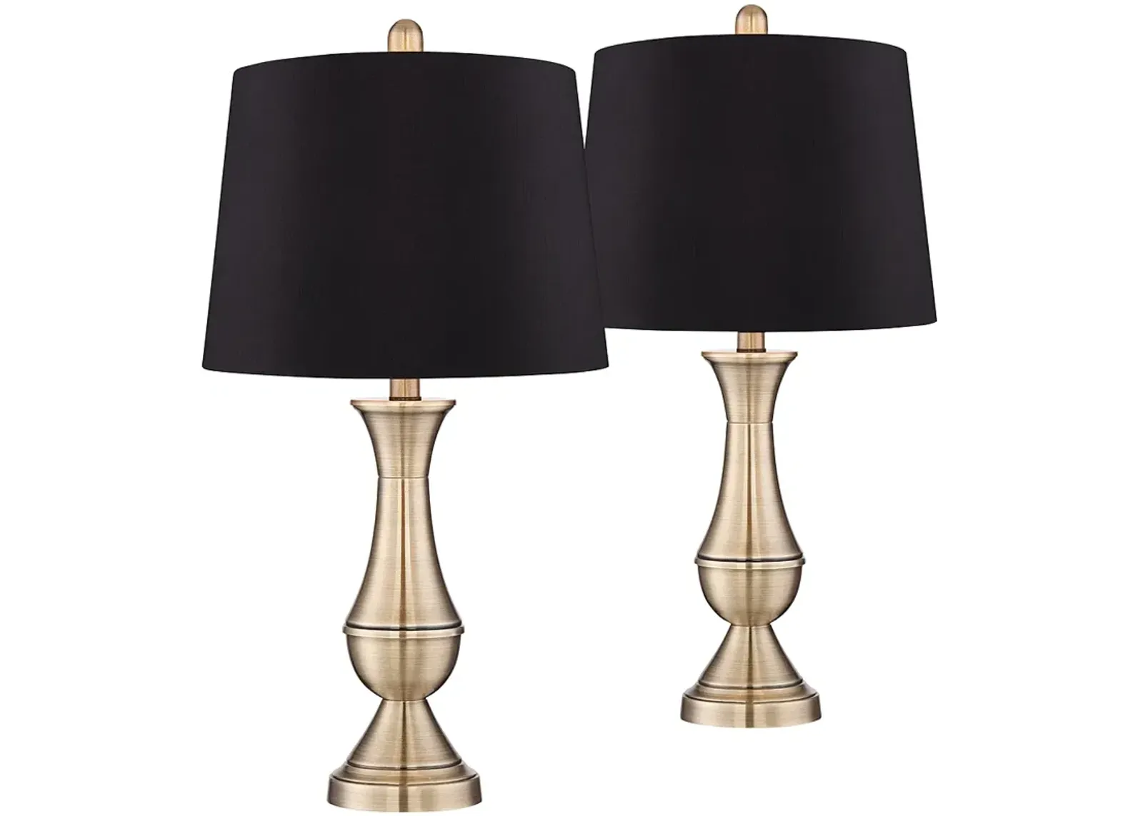 Becky Antique Brass Metal Black Shade Table Lamps Set of 2