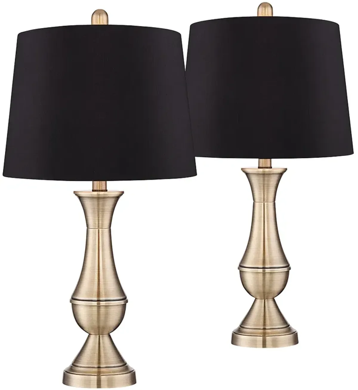 Becky Antique Brass Metal Black Shade Table Lamps Set of 2