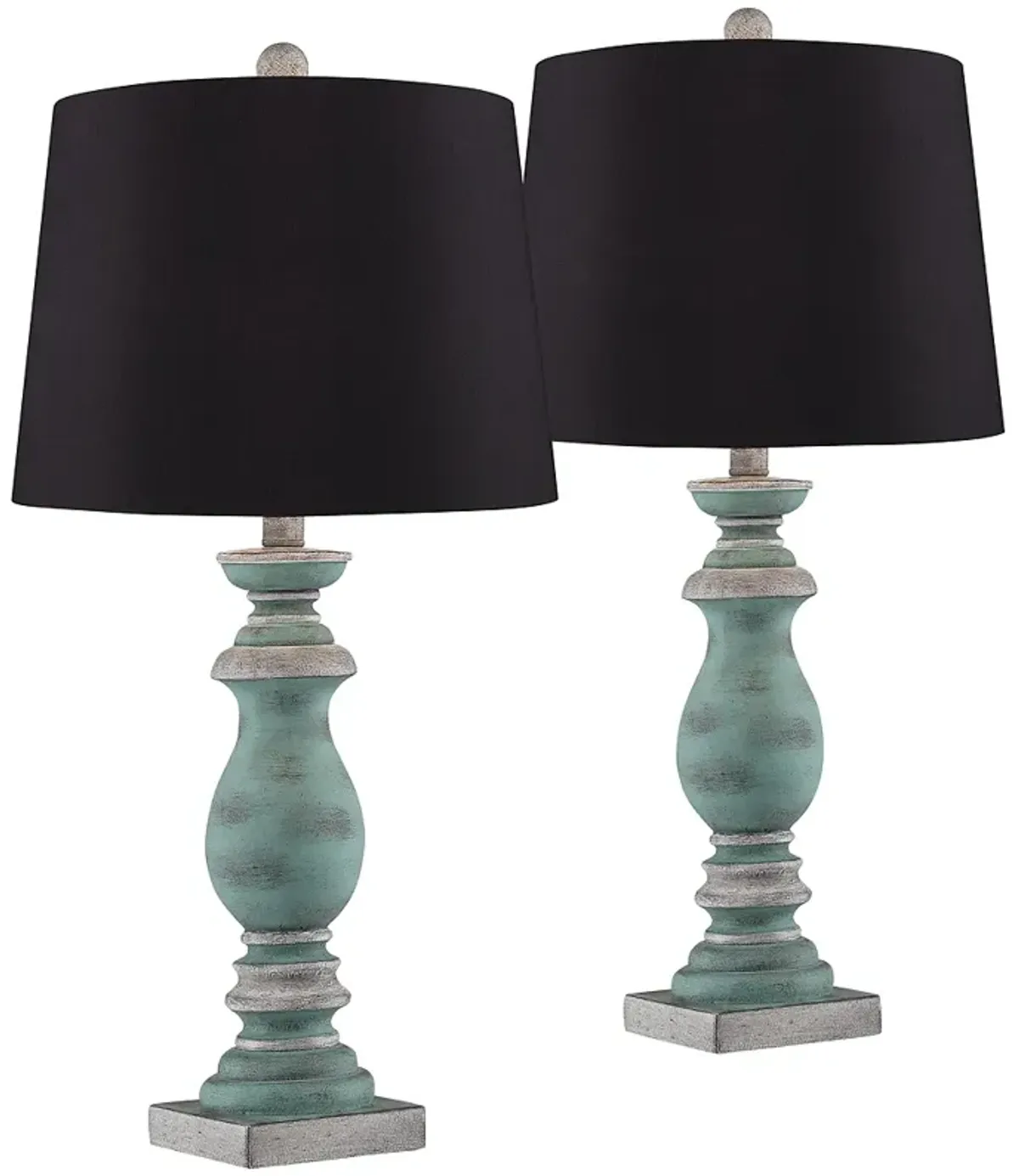 Patsy Blue-Gray Washed Black Shade Table Lamps Set of 2