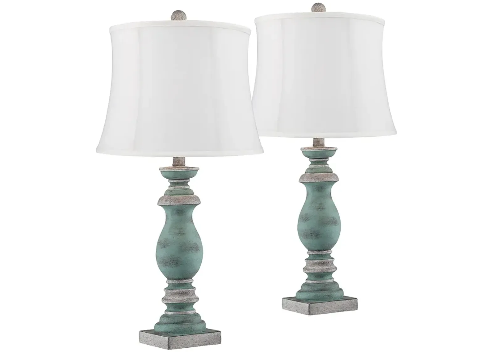 Patsy Blue-Gray Washed White Shade Table Lamps Set of 2