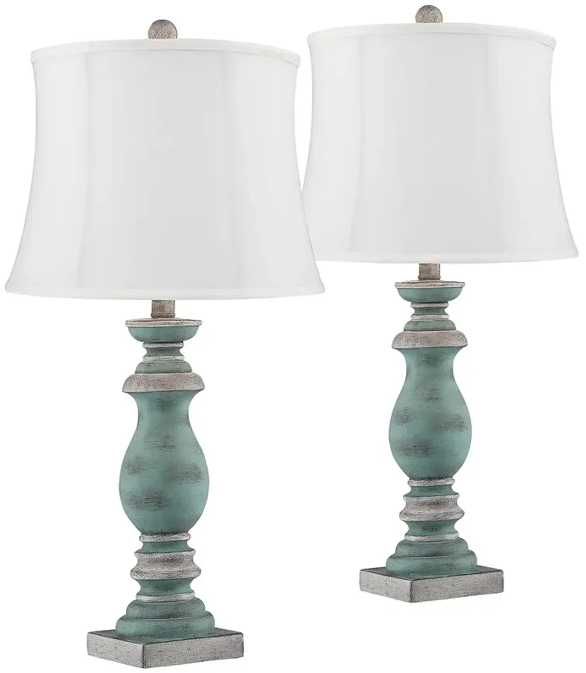 Patsy Blue-Gray Washed White Shade Table Lamps Set of 2