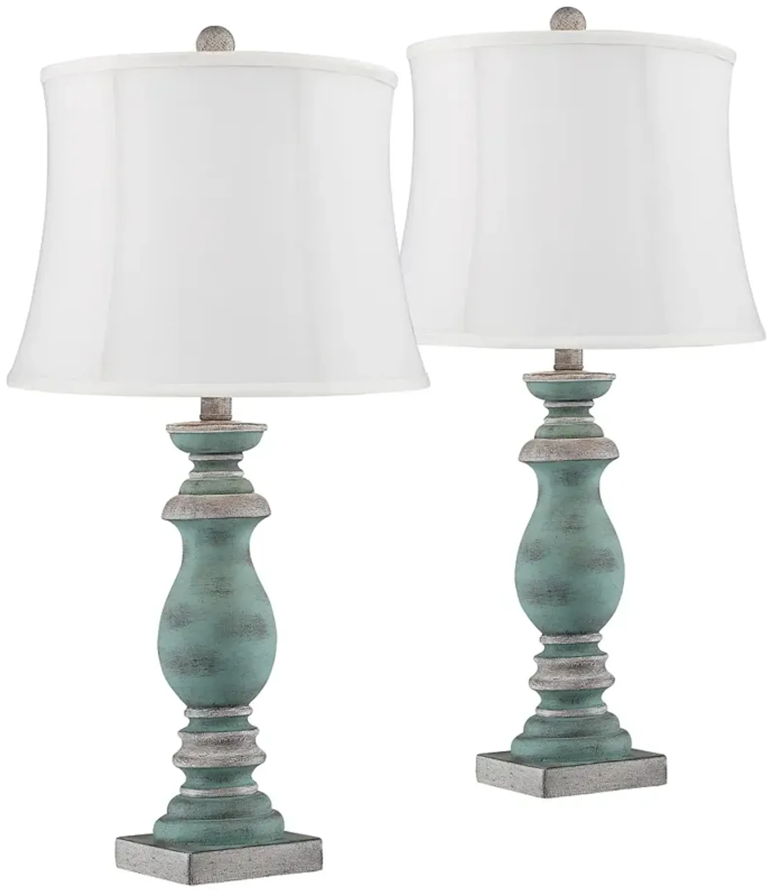 Patsy Blue-Gray Washed White Shade Table Lamps Set of 2