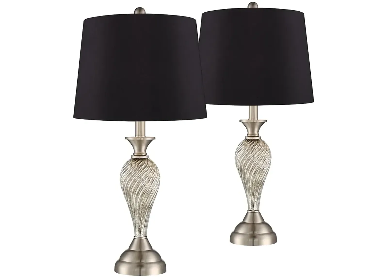 Regency Hill Arden 25" Black Shade Mercury Glass Table Lamps Set of 2