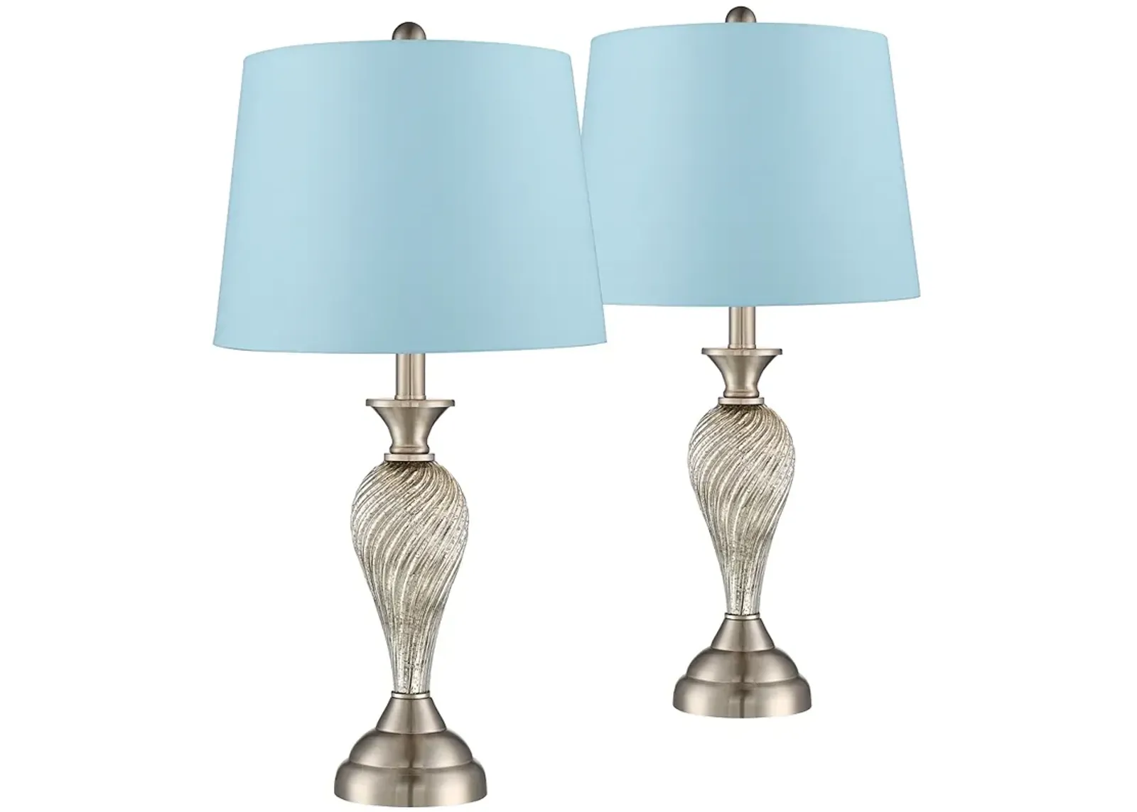 Regency Hill Arden 25" Blue Shade Mercury Glass Table Lamps Set of 2