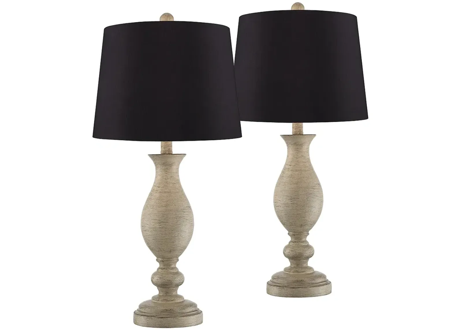 Regency Hill Serena 27 1/2" Black Shade Faux Wood Lamps Set of 2