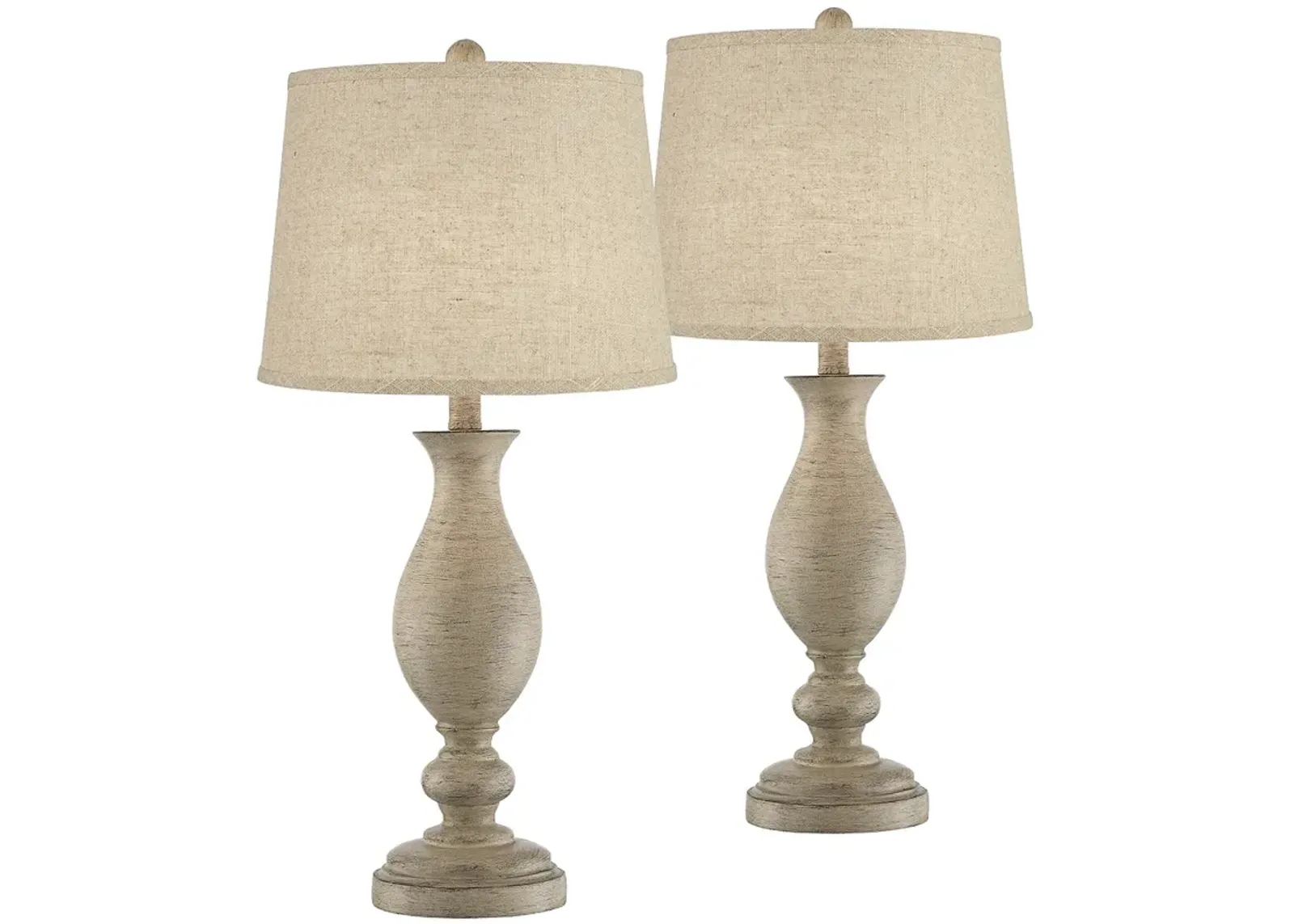 Regency Hill Serena 27 1/2" Burlap Linen Faux Wood Lamps Set of 2