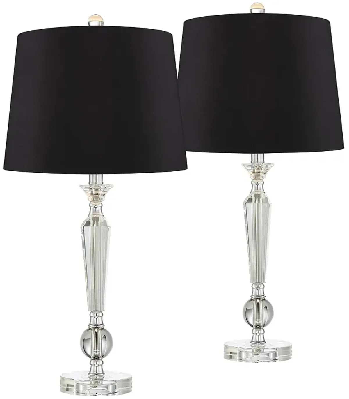 Jolie Candlestick Crystal Black Shade Table Lamps Set of 2