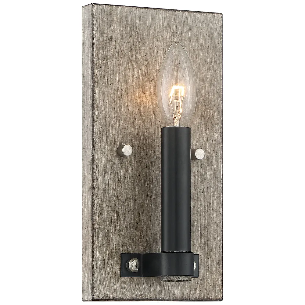 Rawson Ridge 5" Wide Aged Silverwood and Coal Wall Light