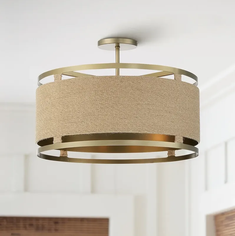 Minka Windward Passage 20 1/2 Soft Brass and Natural Rope Ceiling Light