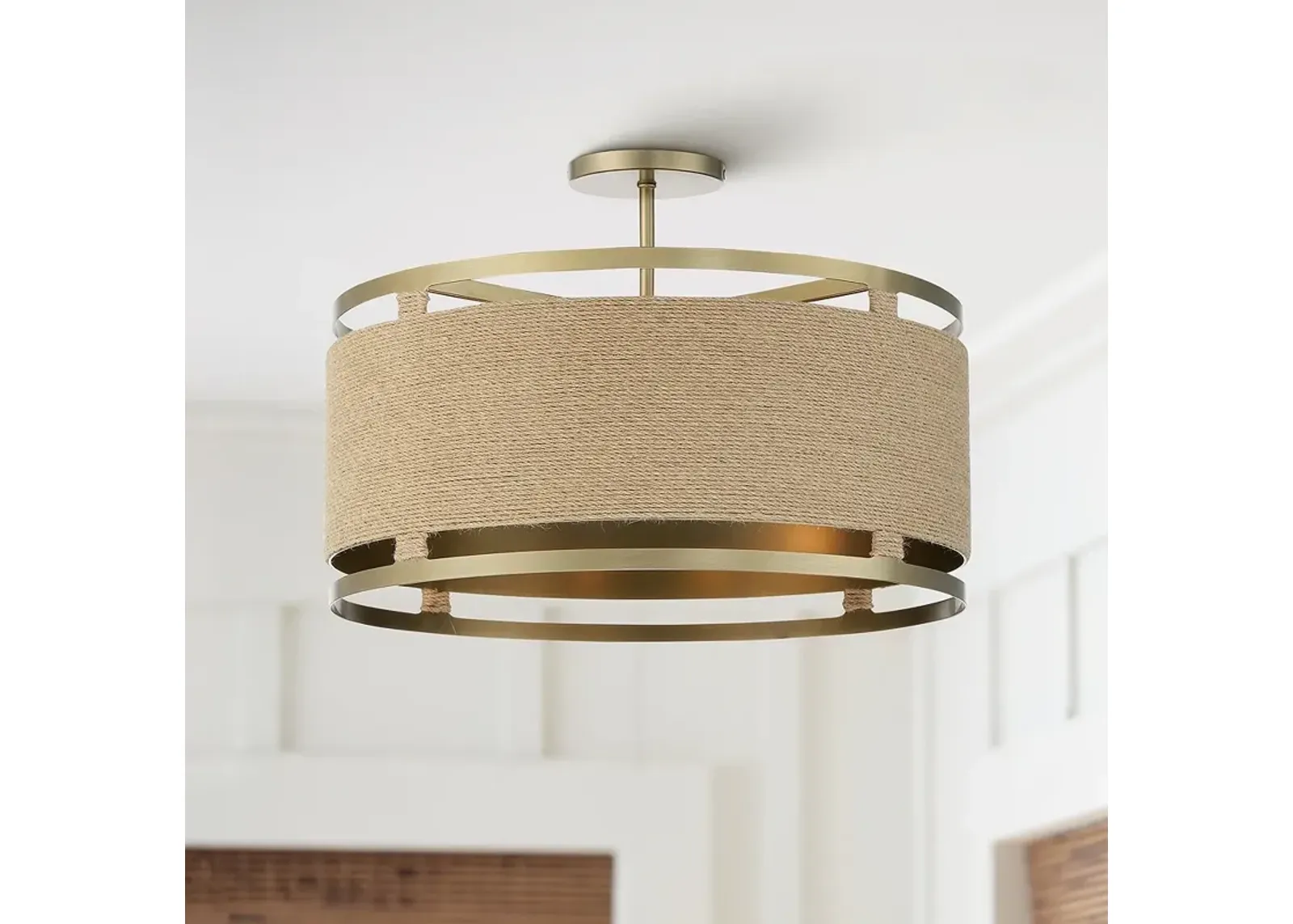 Minka Windward Passage 20 1/2 Soft Brass and Natural Rope Ceiling Light