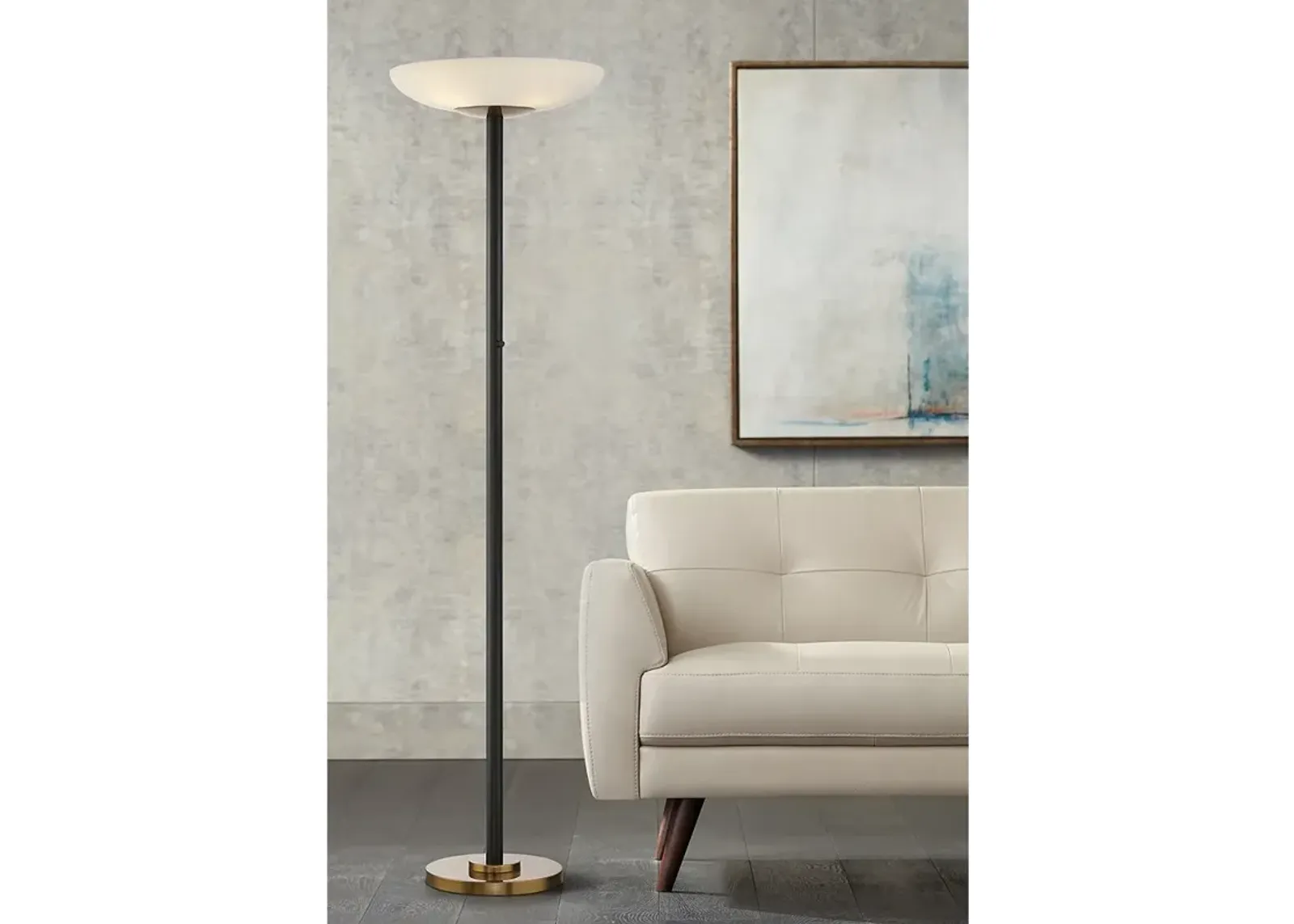 Possini Euro Light Blaster 72" Black 4-Light Torchiere Floor Lamp