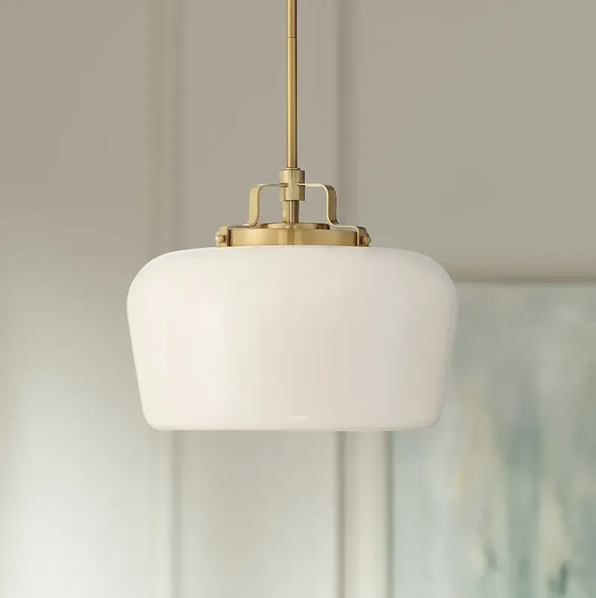 Possini Euro Mystic 15" Wide Gold and White Glass Modern Pendant Light