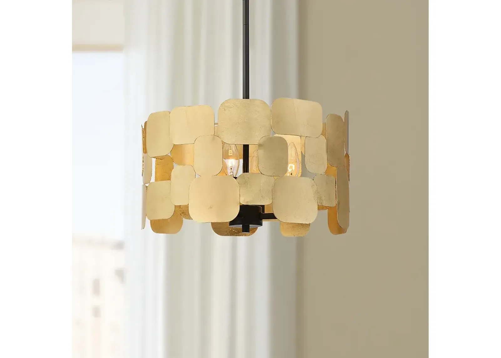 Possini Euro Stella 15" Wide Soft Gold Leaf Modern Pendant Light