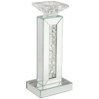 Dahlia Crystal and Mirrored Glass Pillar Candle Holder