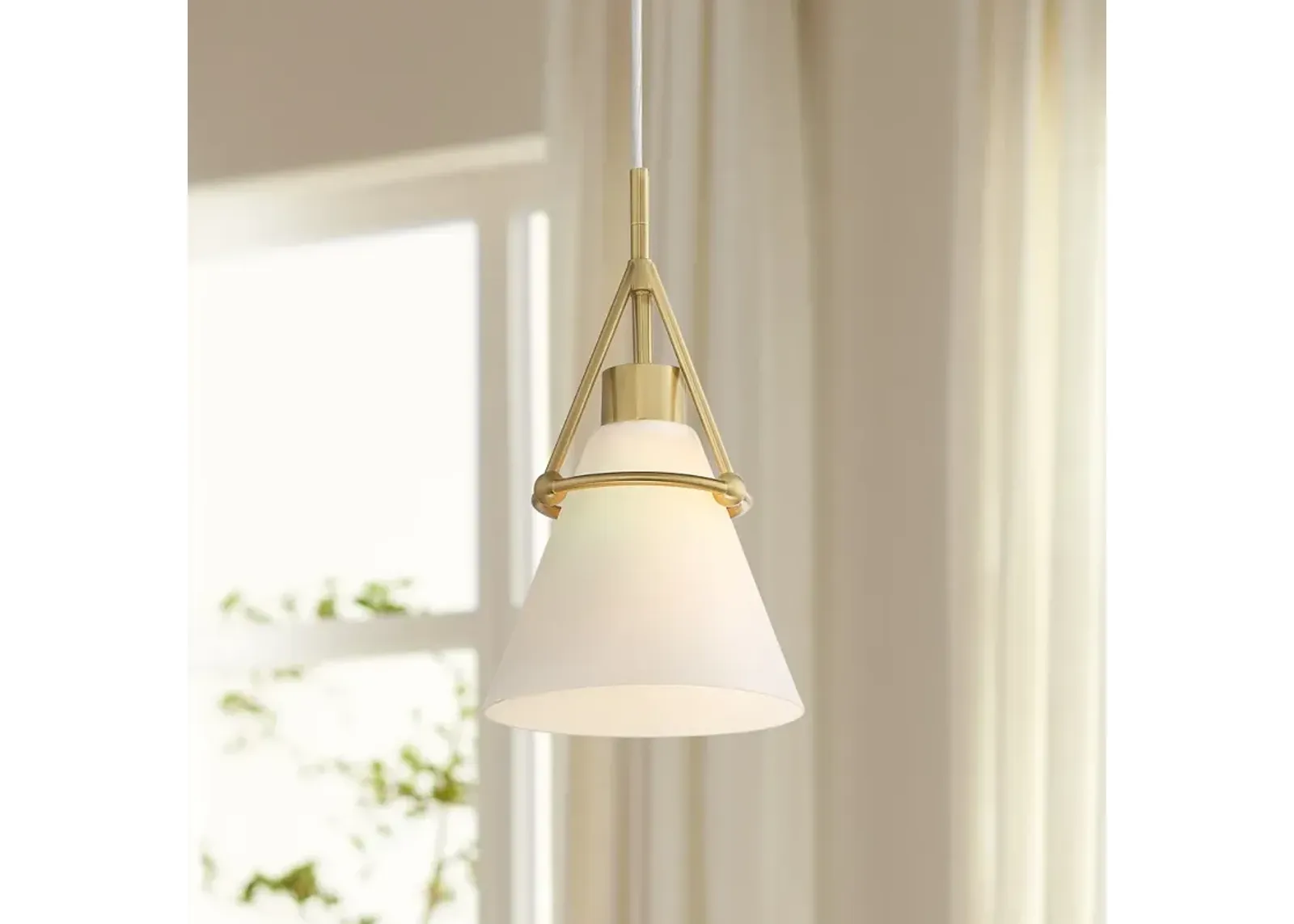 Possini Euro Casmere 7 1/2" Wide Modern Gold Cone Mini Pendant