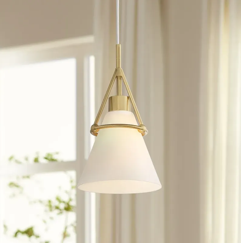 Possini Euro Casmere 7 1/2" Wide Modern Gold Cone Mini Pendant