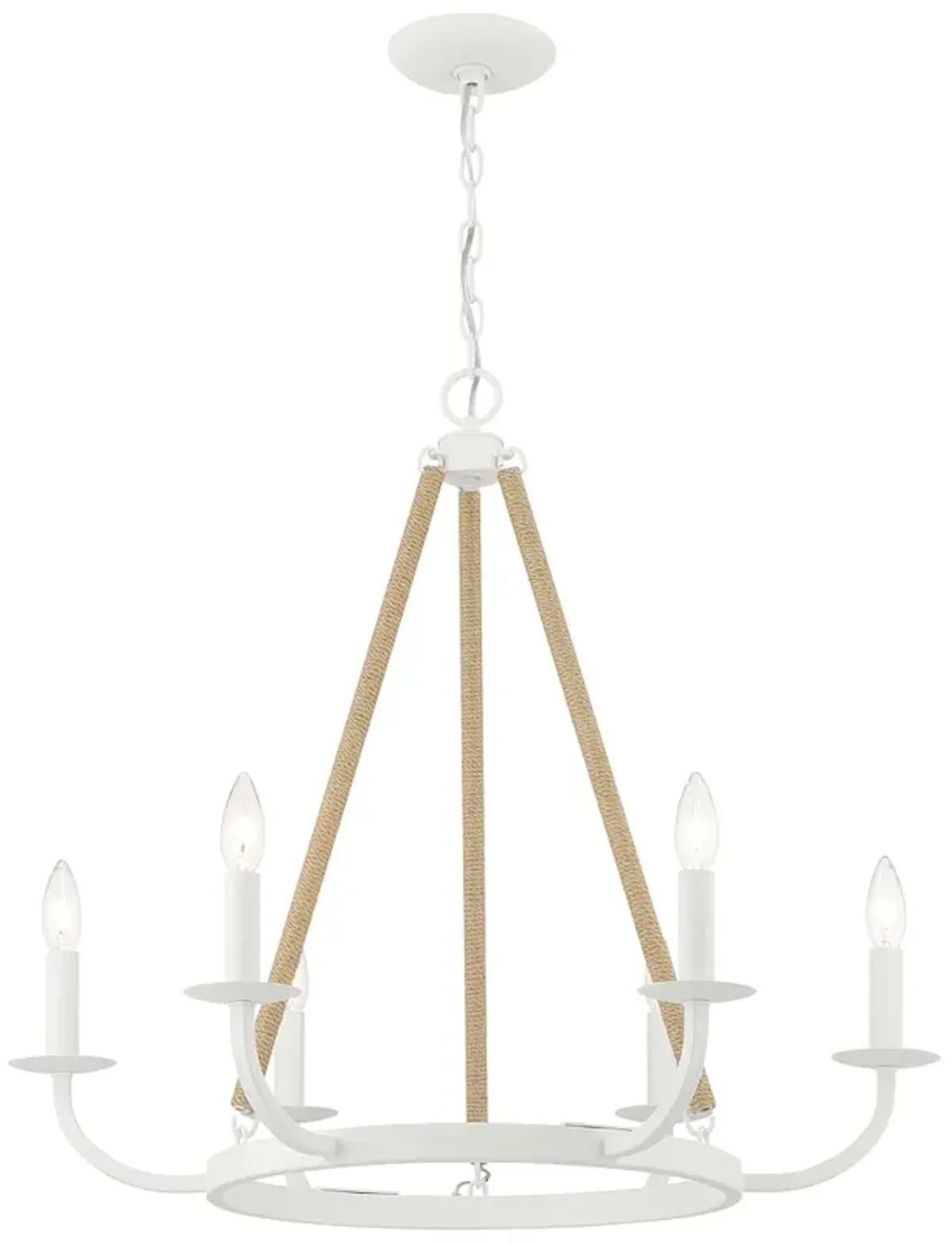 Minka Lavery Lanton 28" Sand White Natural Rope 6-Light Chandelier