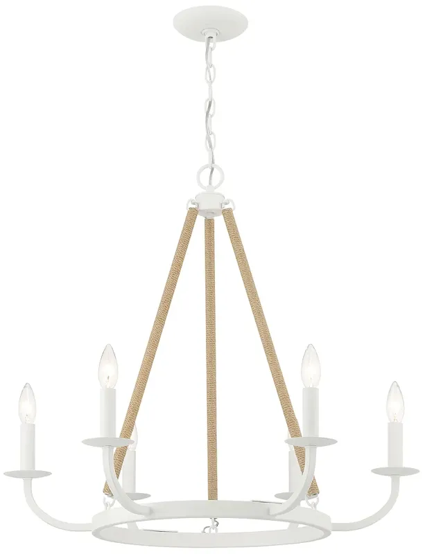 Minka Lavery Lanton 28" Sand White Natural Rope 6-Light Chandelier