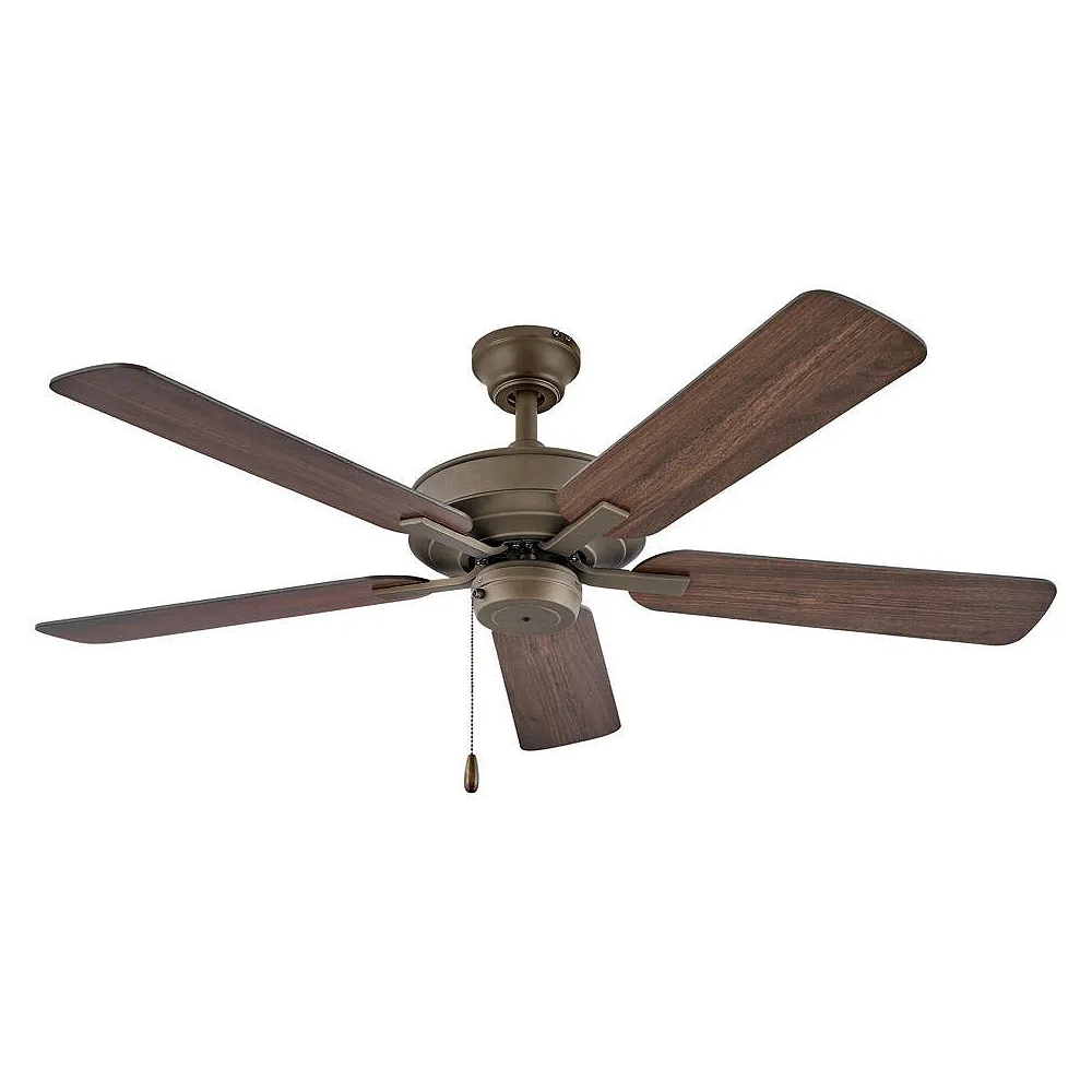 52" Hinkley Metro 5-Blade Bronze and Walnut Fan with Pull Chain