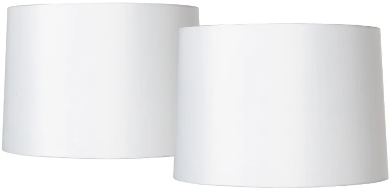 Springcrest White Fabric Lamp Shades 15x16x11 (Spider) Set of 2