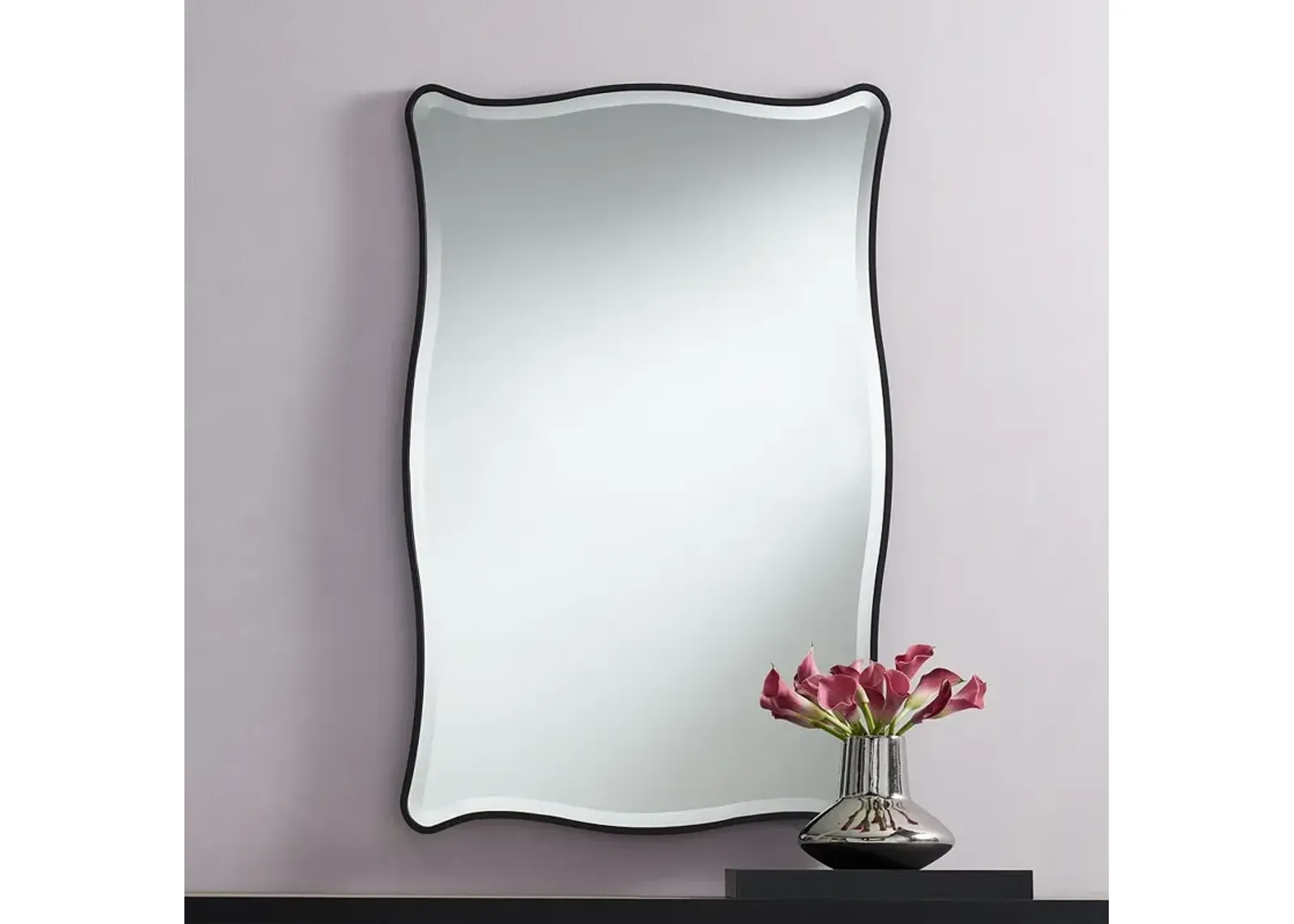 Cassandra Matte Black 26" x 40" Rectangular Wall Mirror