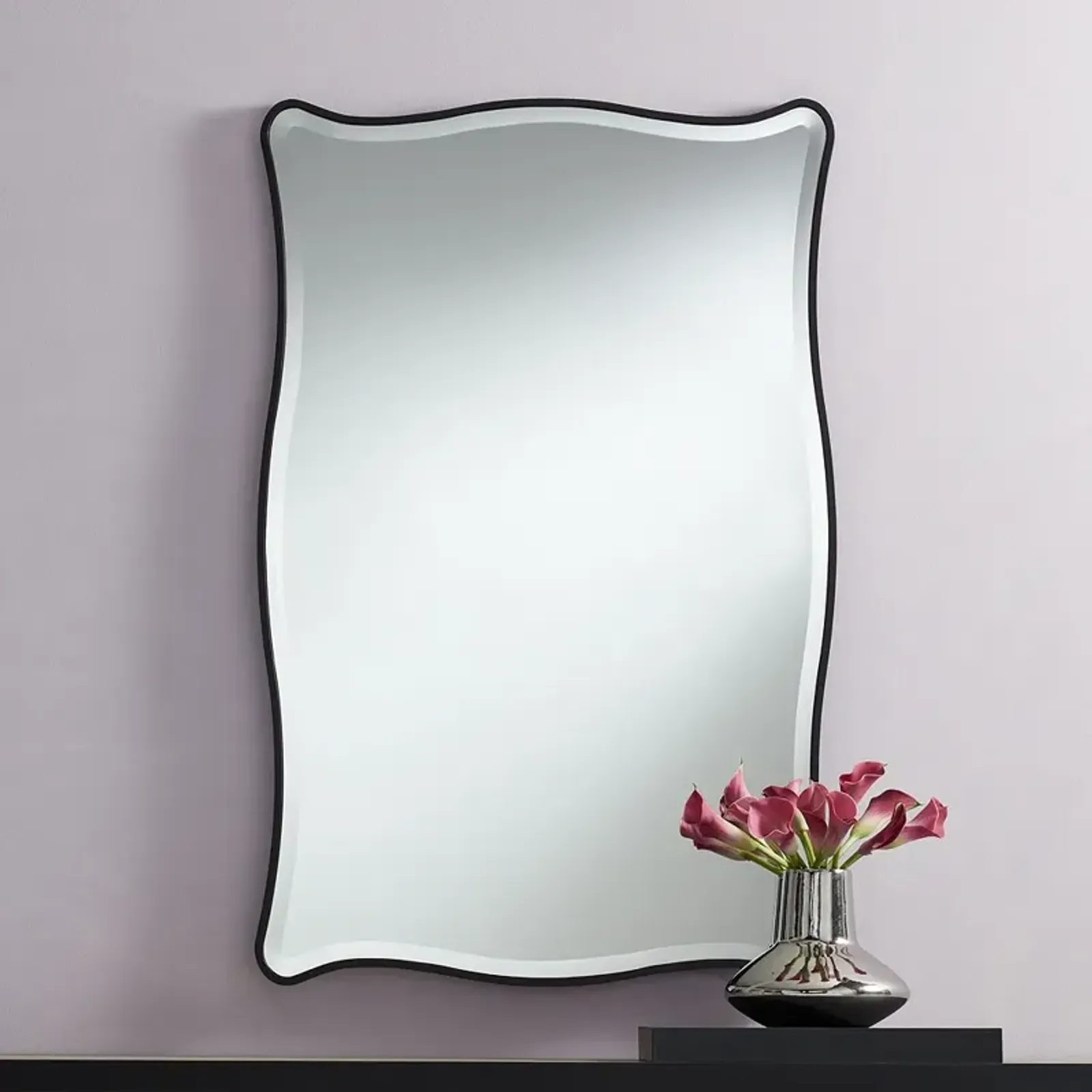 Cassandra Matte Black 26" x 40" Rectangular Wall Mirror