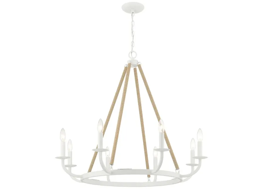 Minka-Lavery Lanton 8-Light Sand White with Natural Rope Chandelier