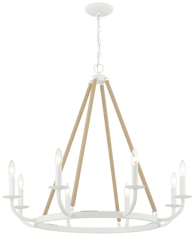 Minka-Lavery Lanton 8-Light Sand White with Natural Rope Chandelier