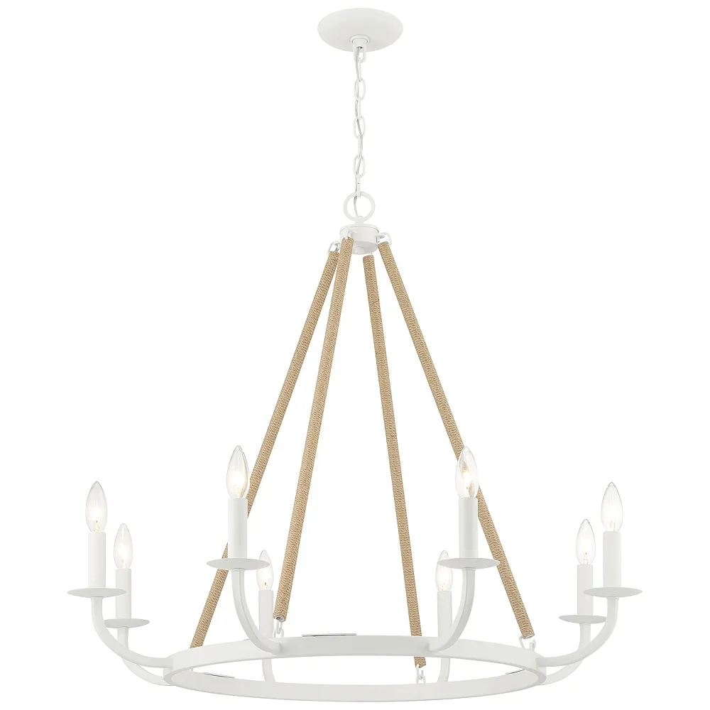 Minka-Lavery Lanton 8-Light Sand White with Natural Rope Chandelier