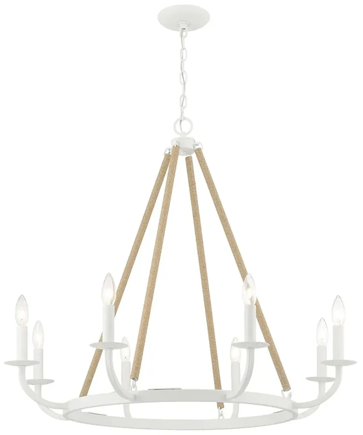 Minka-Lavery Lanton 8-Light Sand White with Natural Rope Chandelier