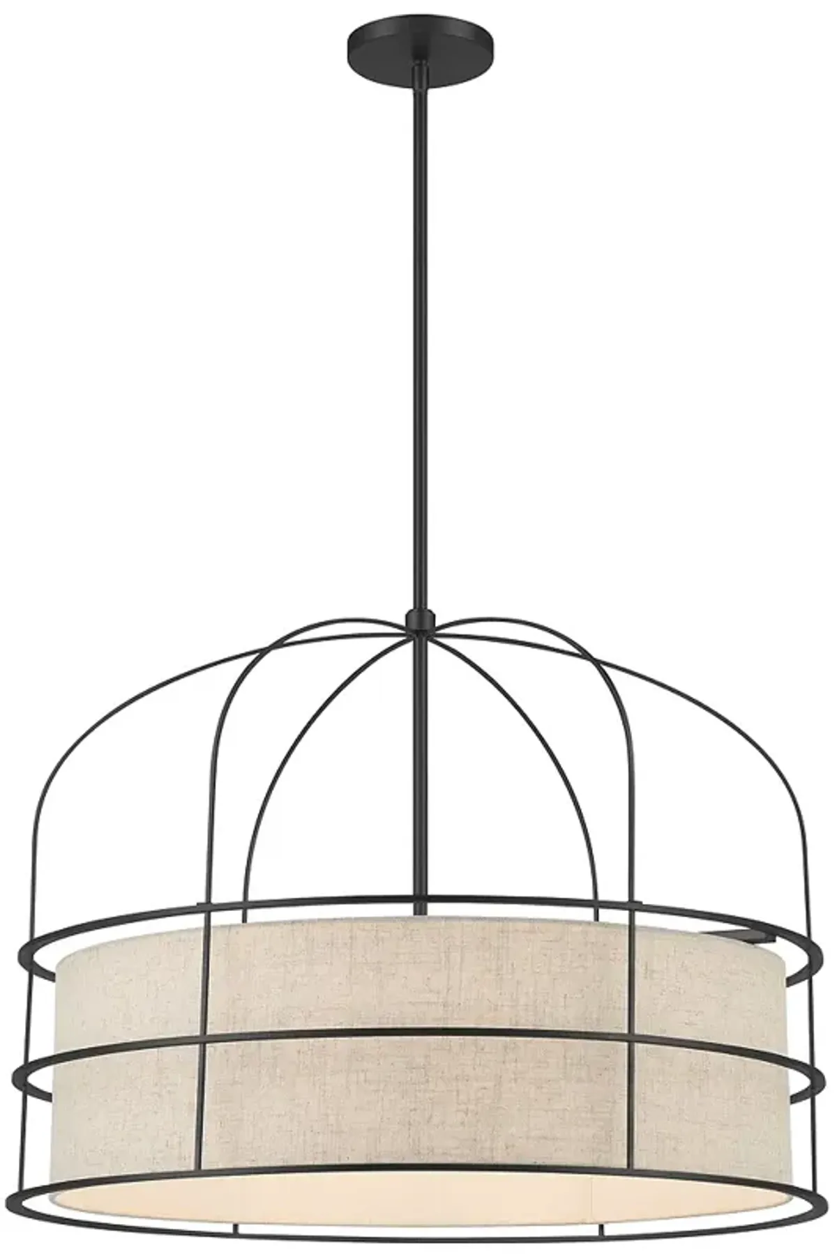 Minka-Lavery Gateway Park 6-Light Coal Pendant with Oatmeal Linen Shade