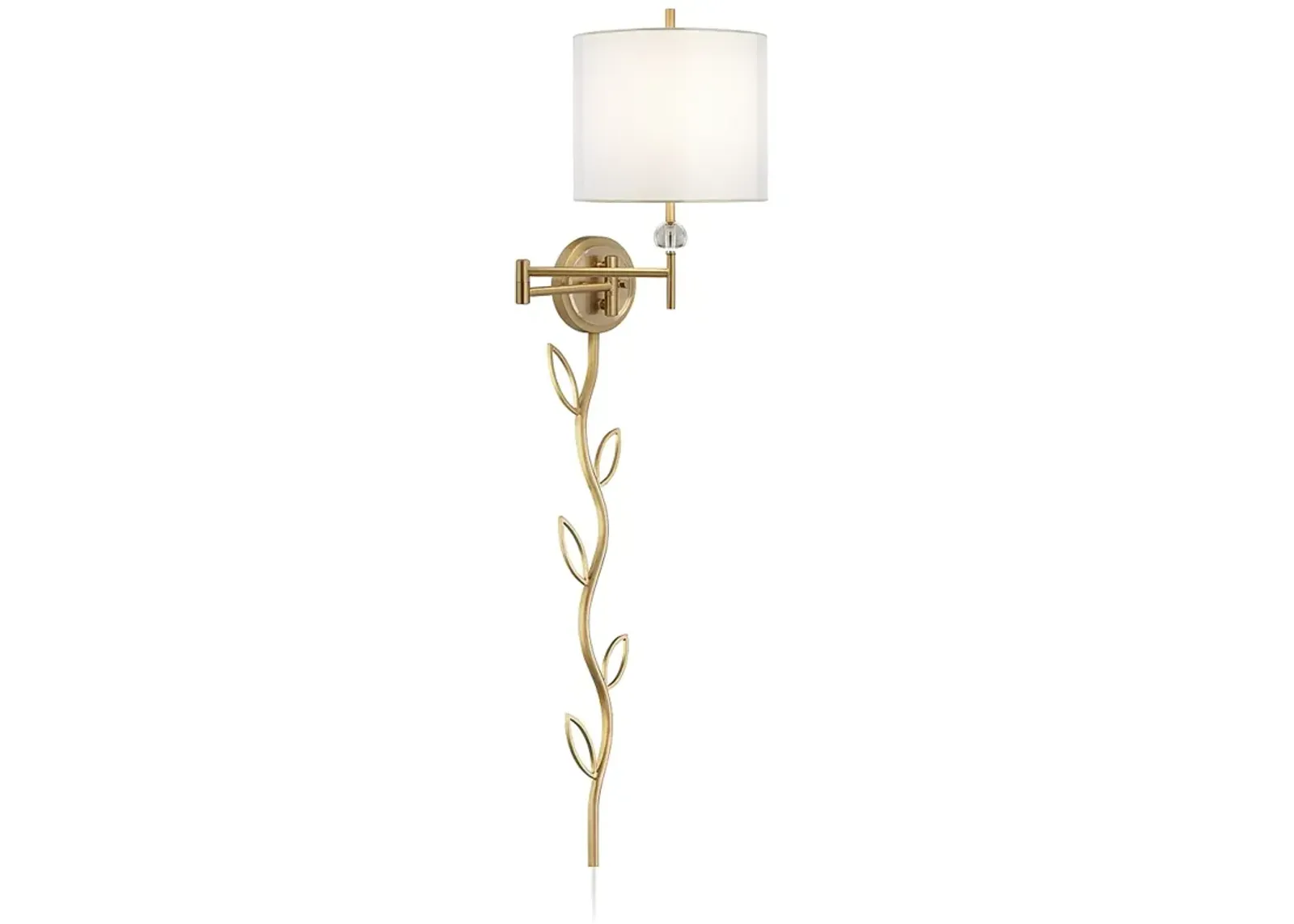 Possini Euro Kohle Brass Swing Arm Plug-In Wall Lamp with Cord Cover