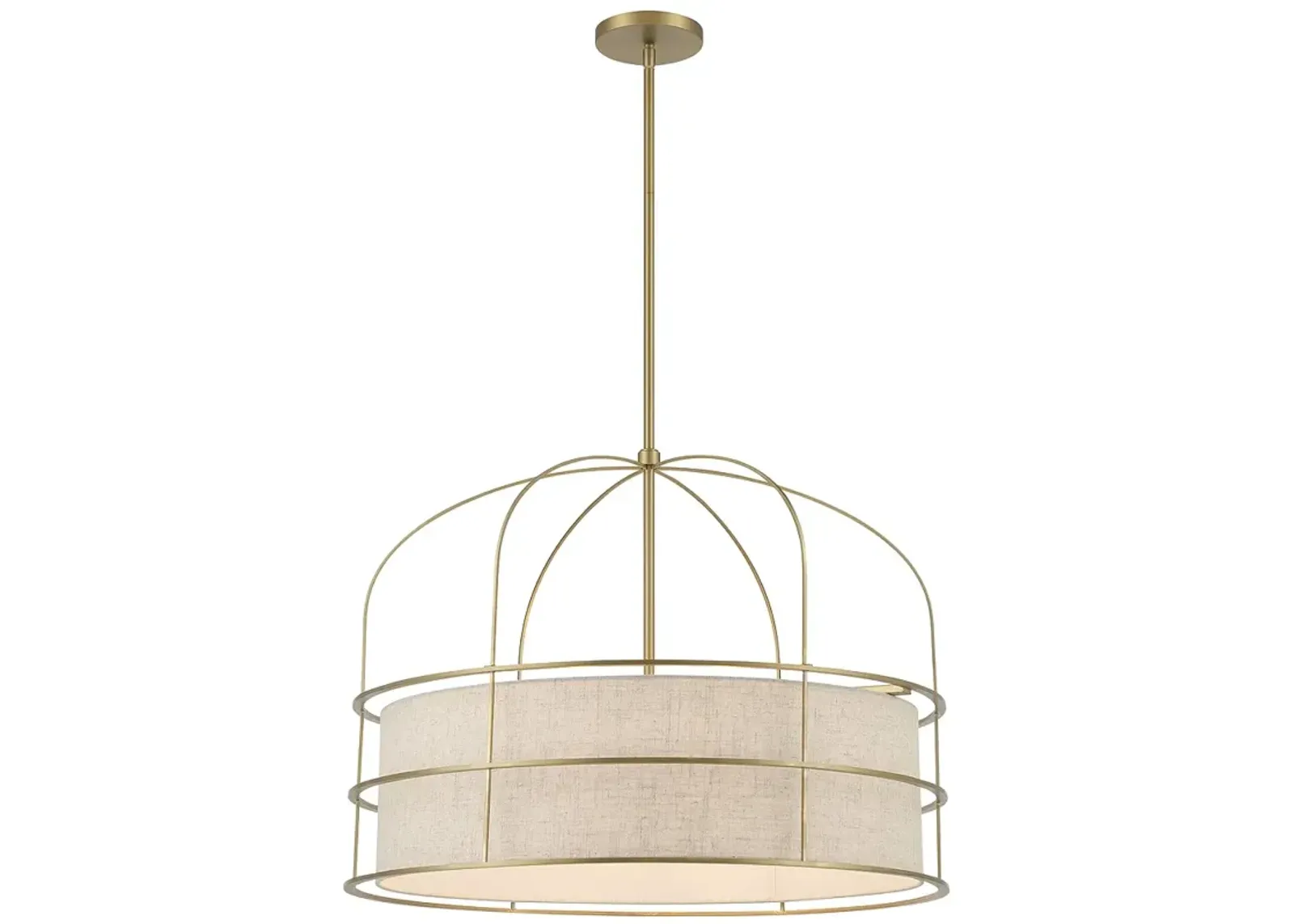 Minka-Lavery Gateway Park 6-Light Coal Pendant with Oatmeal Linen Shade