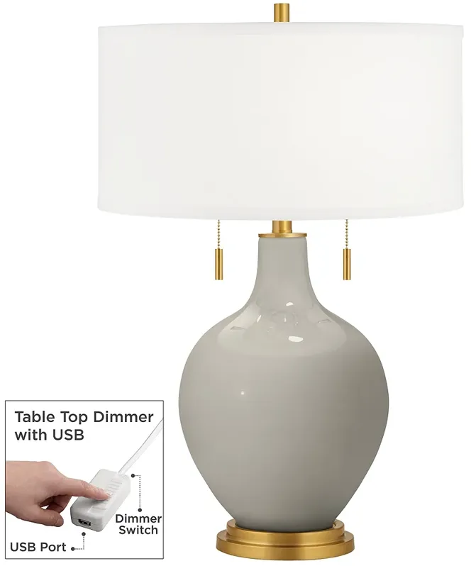 Requisite Gray Toby Brass Accents Table Lamp with Dimmer