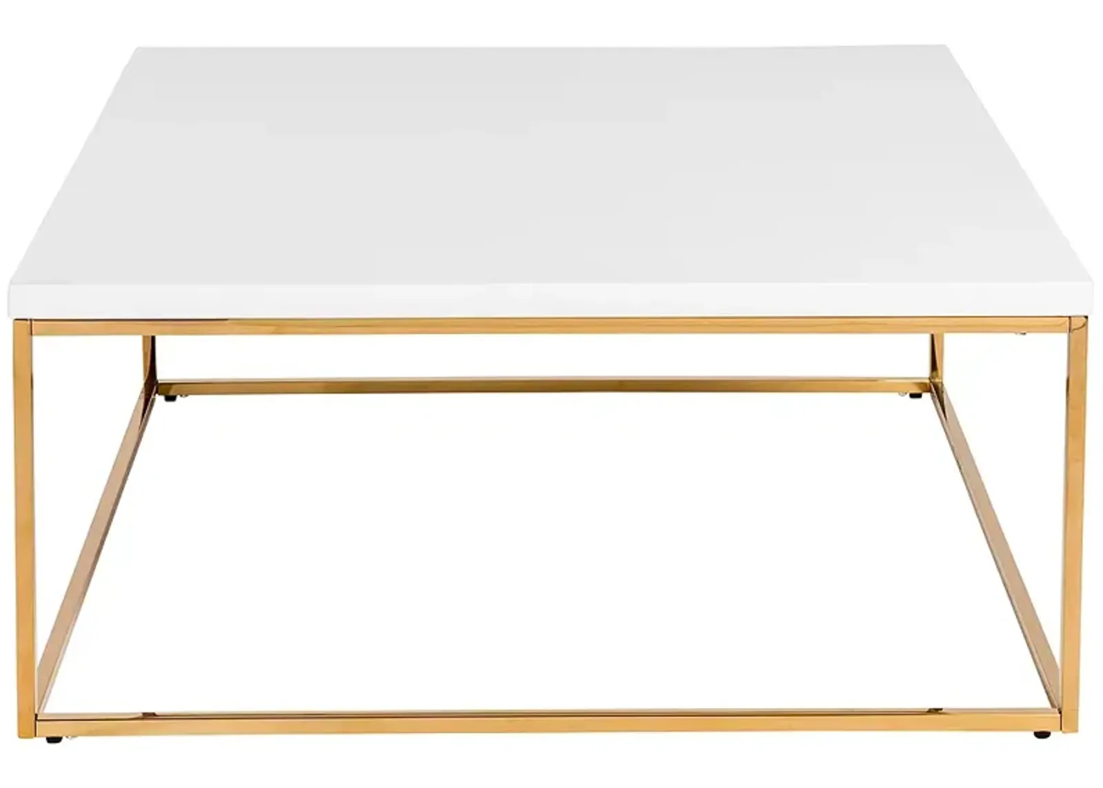 Teresa 35 1/2"W Square White and Brushed Gold Coffee Table