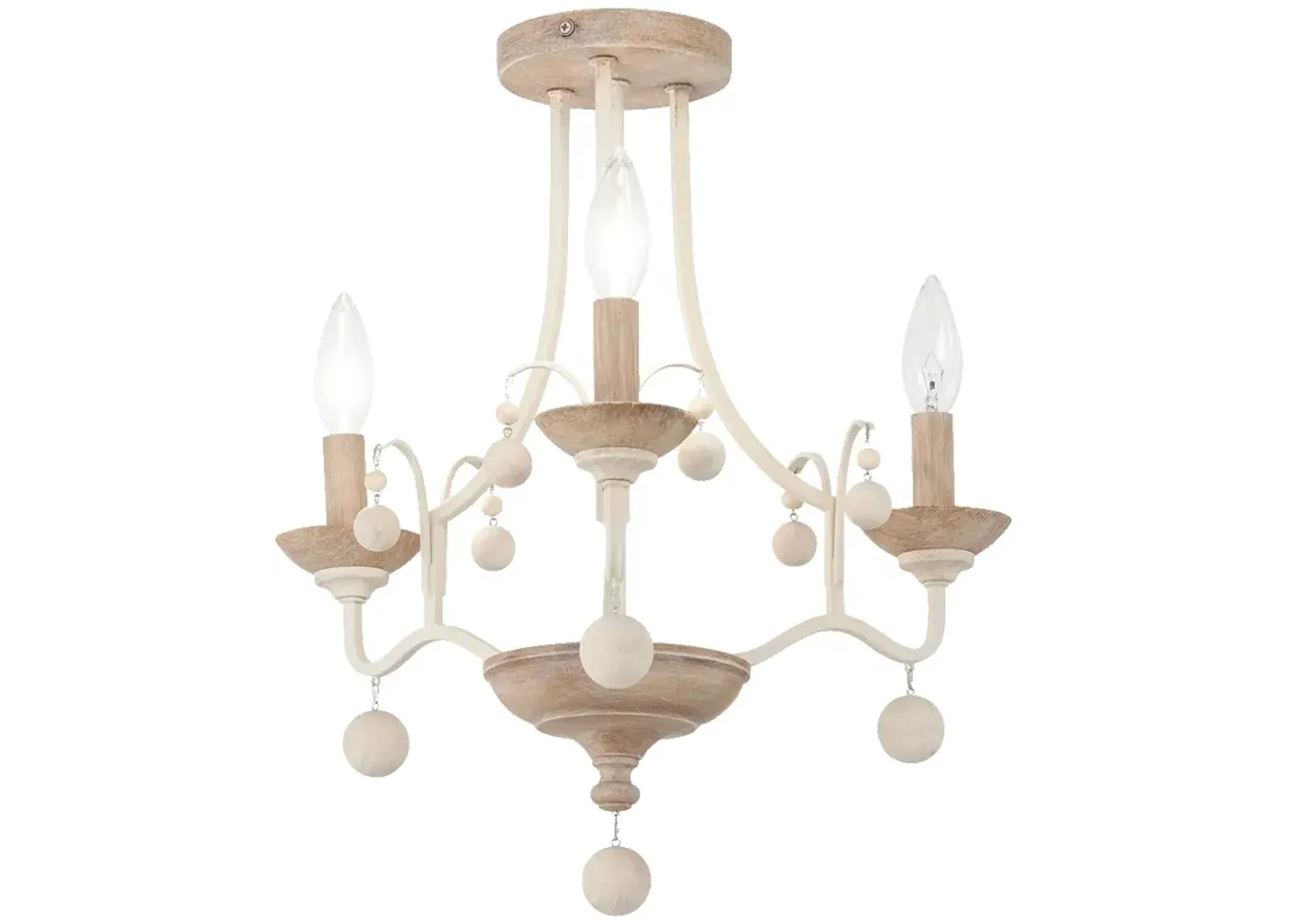 Minka-Lavery Colonial Charm 3-Light White Wash and Clay Semi Flush Mount