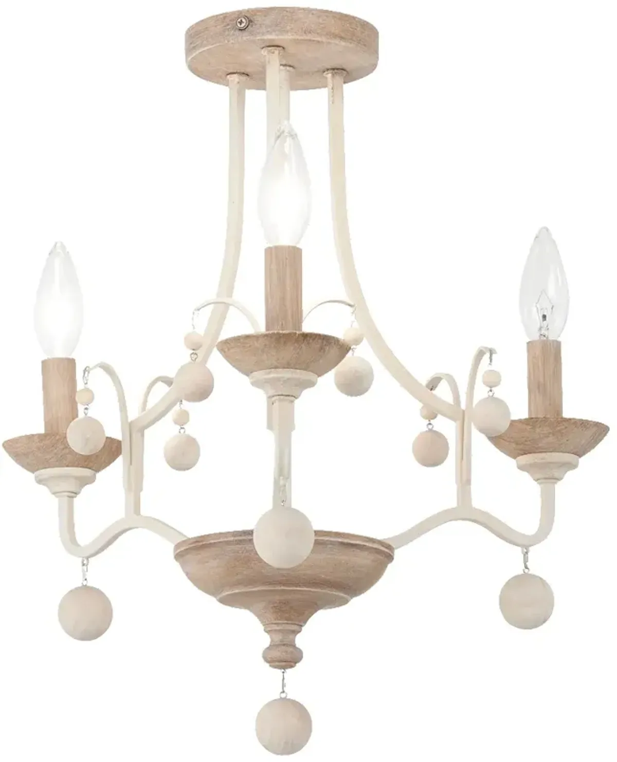 Colonial Charm 16 3/4" Wide White Wash 3-Light Ceiling Light