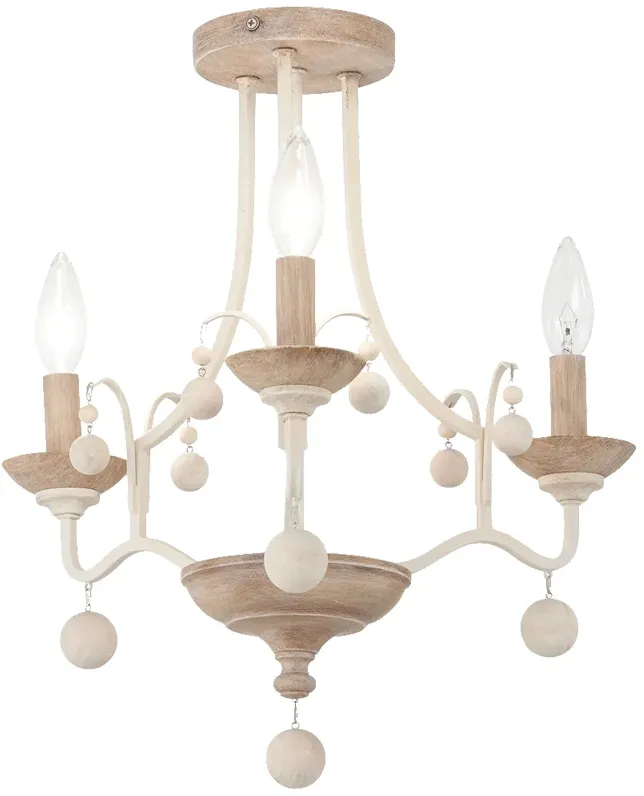 Minka-Lavery Colonial Charm 3-Light White Wash and Clay Semi Flush Mount