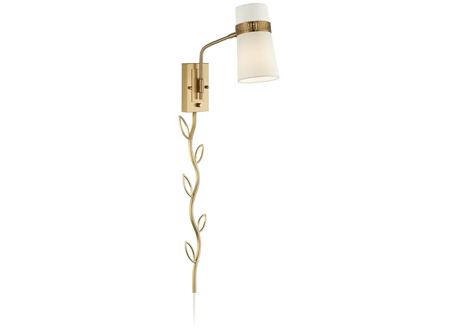 Possini Euro Cartwright Brass Plug-In Wall Lamp with Vine Cord Cover