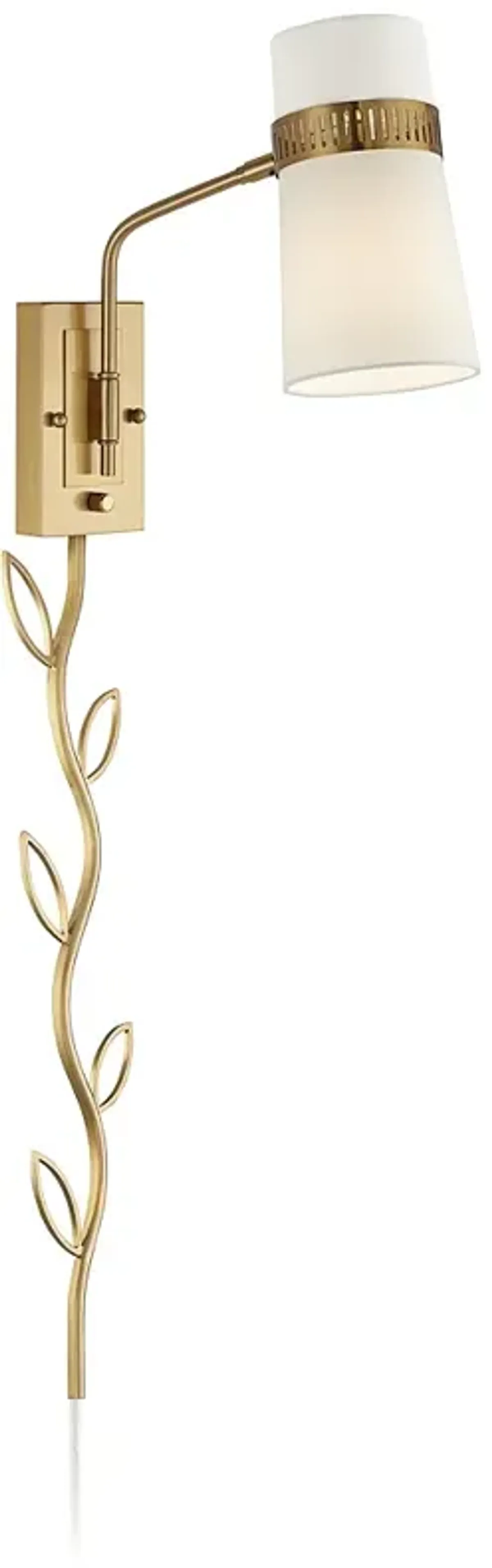 Possini Euro Cartwright Brass Plug-In Wall Lamp with Vine Cord Cover