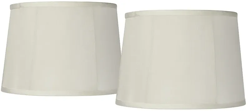 Off-White Fabric Set of 2 Drum Lamp Shades 12x14x10 (Spider)