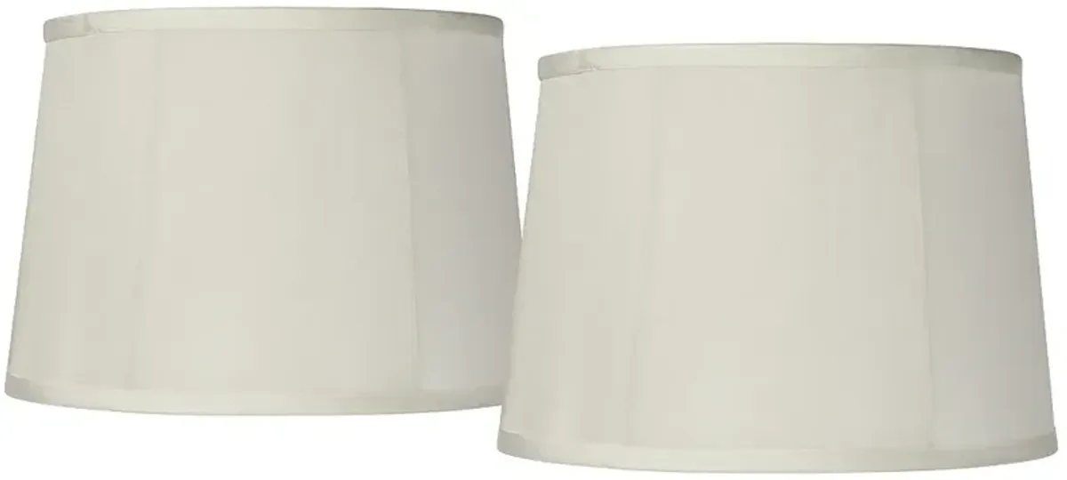 Off-White Fabric Set of 2 Drum Lamp Shades 12x14x10 (Spider)