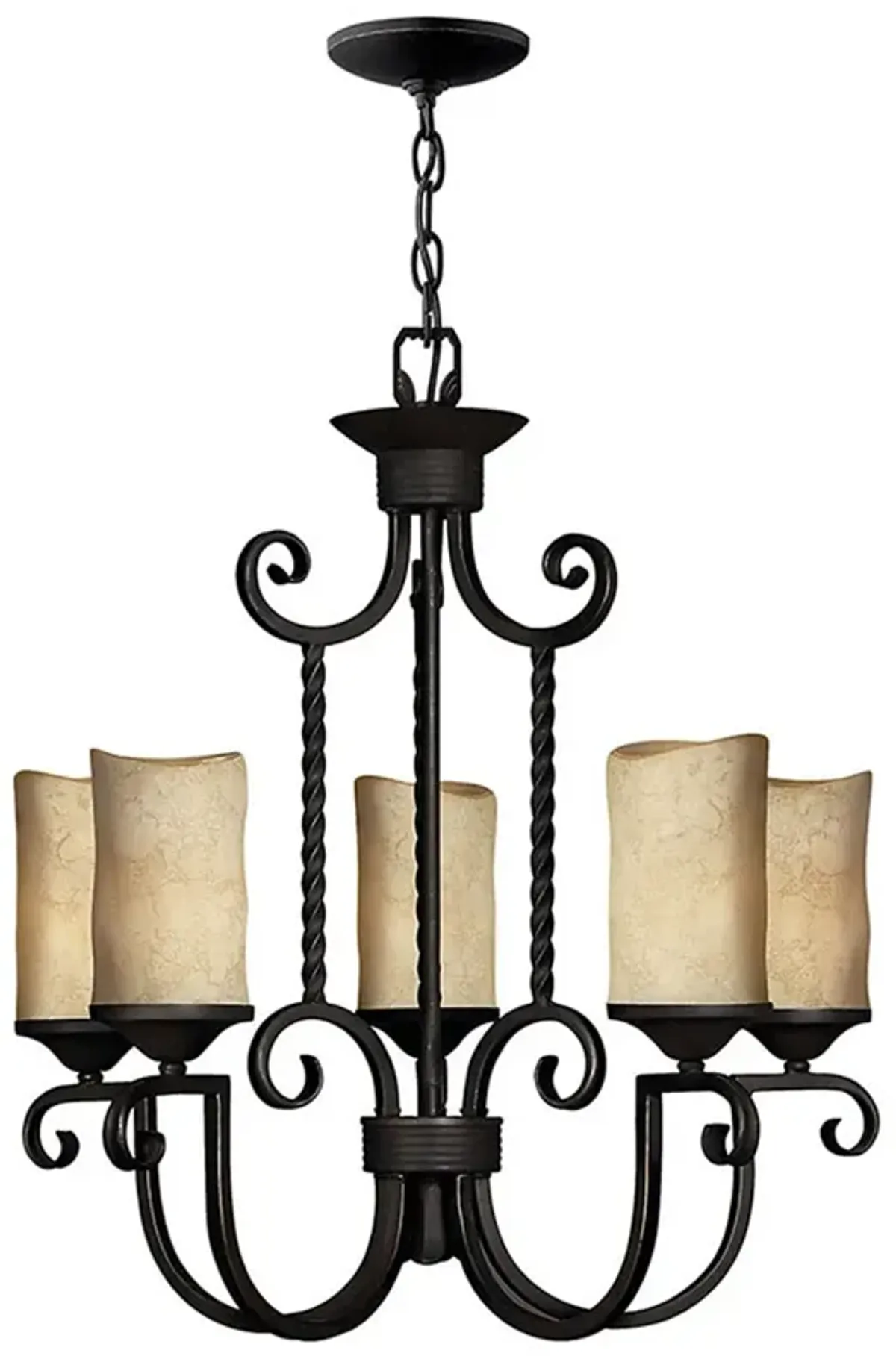 Hinkley Casa25"W Olde Black Scroll 5-Light Chandelier