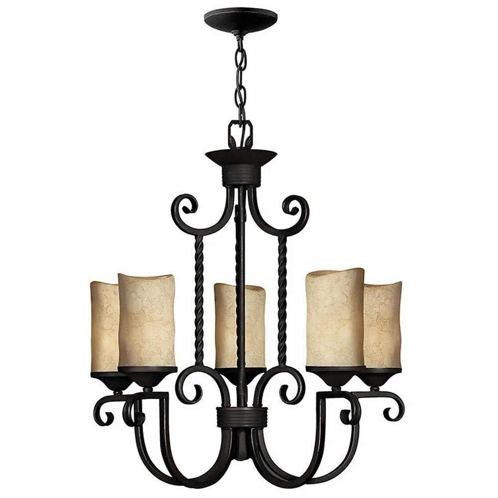 Hinkley Casa25"W Olde Black Scroll 5-Light Chandelier