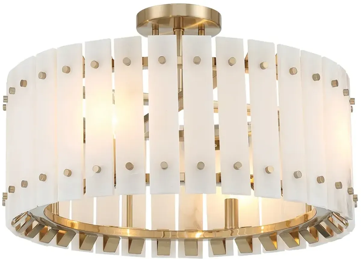 Metropolitan Bardon 4-Light 20.85-in Celeste Brass Semi-Flush with Shade