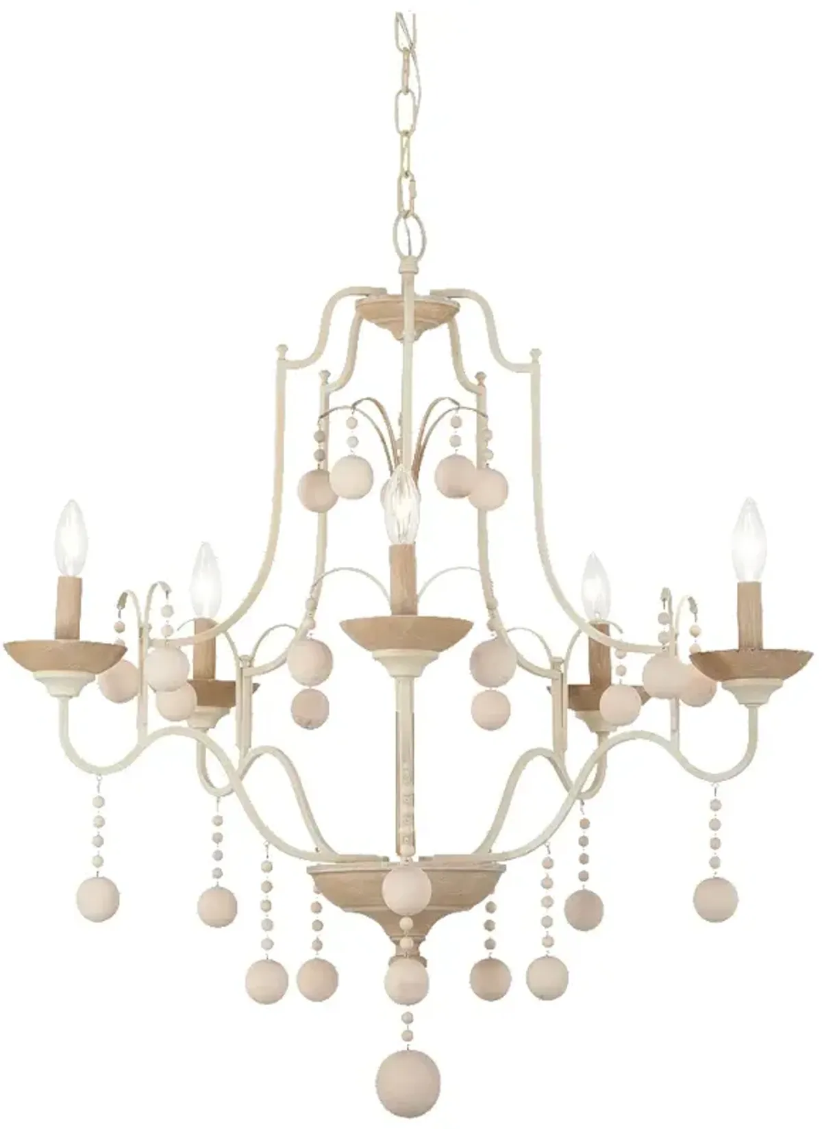 Minka Colonial Charm 28" Wide White Wash and Clay 5-Light Chandelier