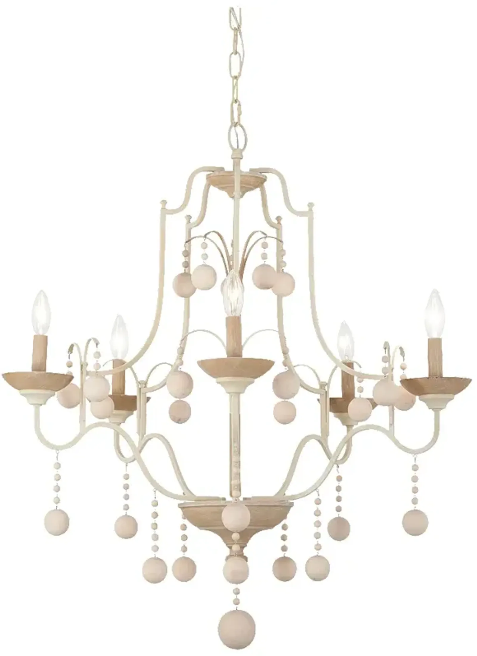 Colonial Charm 28"W White Wash and Clay 5-Light Chandelier